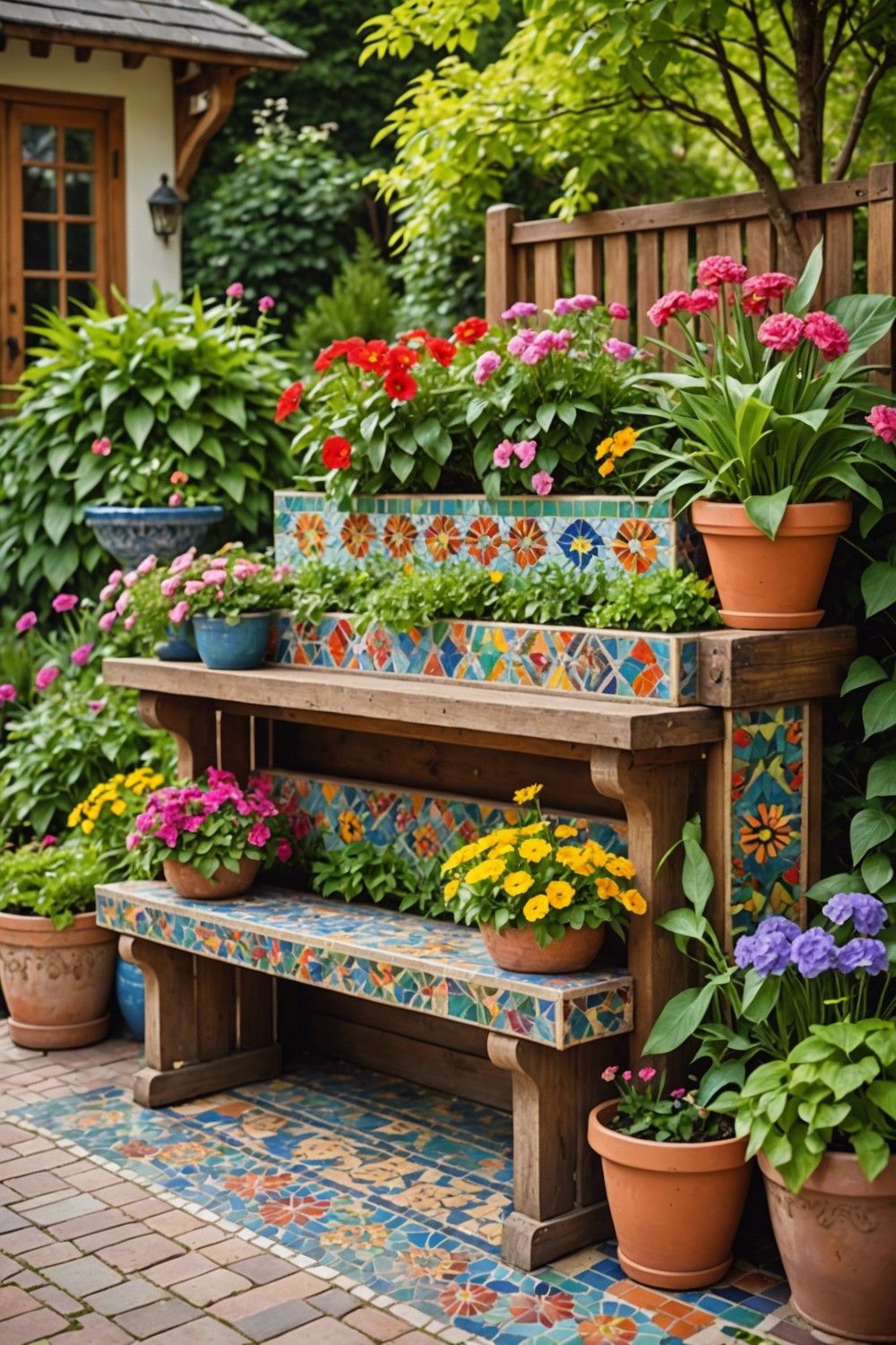 Decorative Tiled Mosaic Planter Box