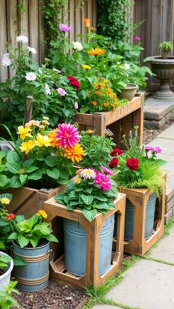 16. Rustic Planters from Recycled Materials