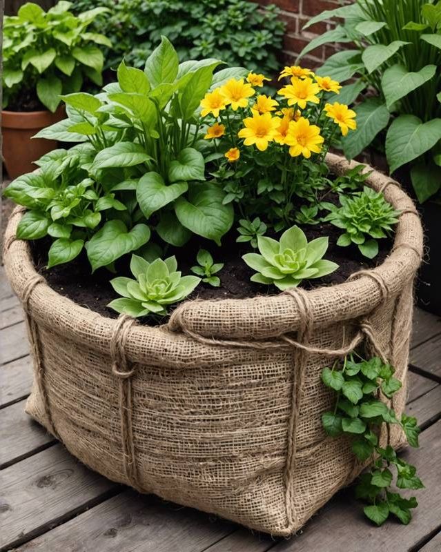 Making a Burlap and Twine Planter