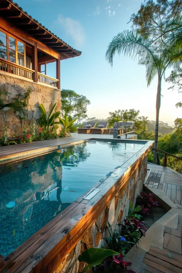 Above Ground Pool With a Cliffside View