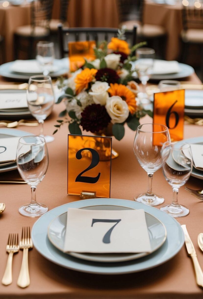 14) Amber Table Number Signs
