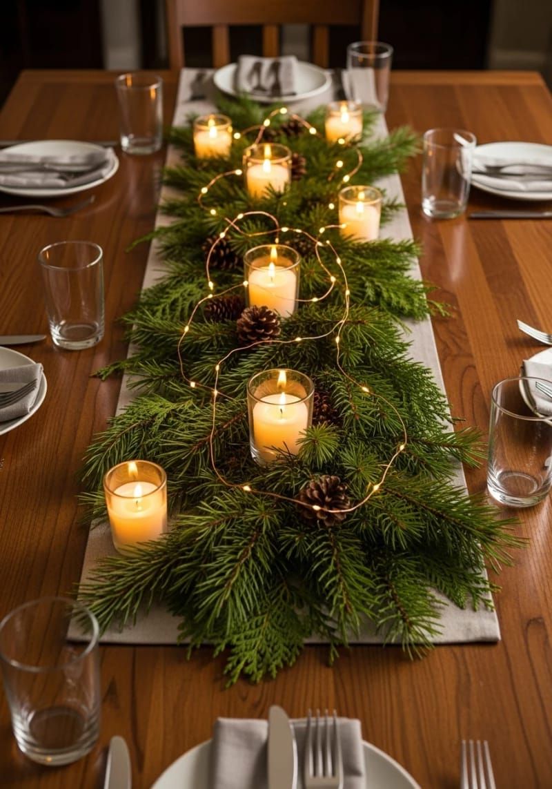 5. Pine Branch Centerpiece With Candlelight - photo 3