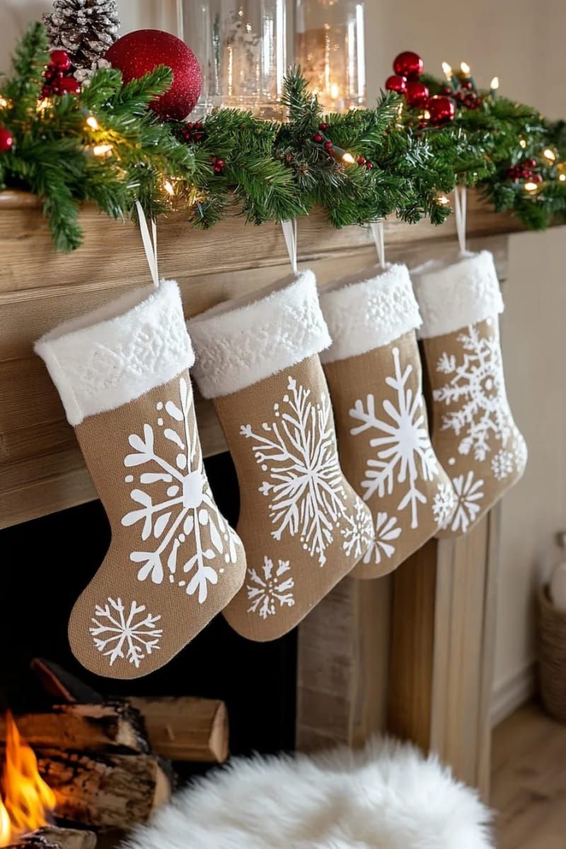 6. Stenciled Snowflakes in White Fabric Paint - photo 2