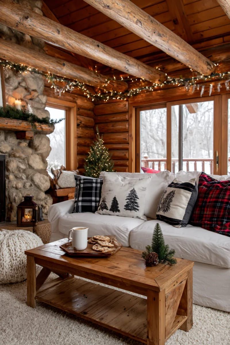 3. Hand-Stitched Christmas Trees on Plaid Pillows - photo 4
