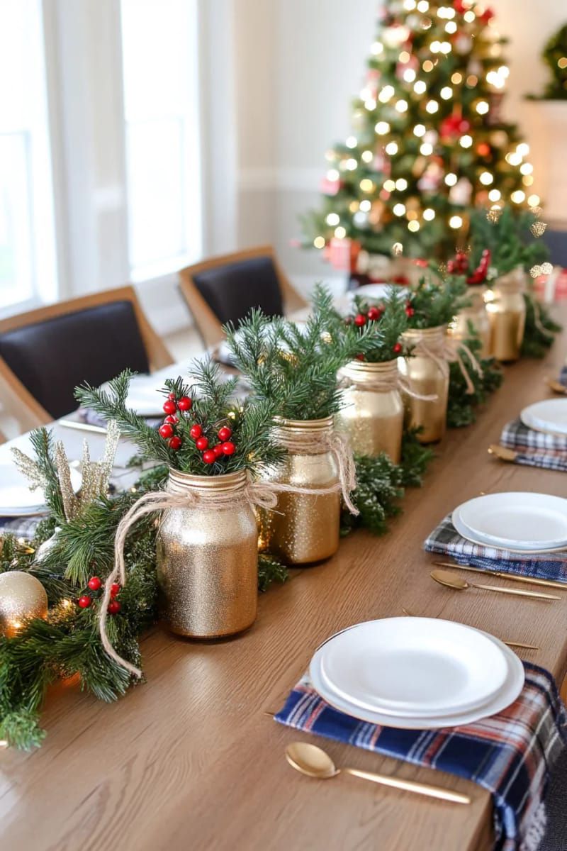 8. Gold Twine-Wrapped Mason Jars with Greenery - photo 2
