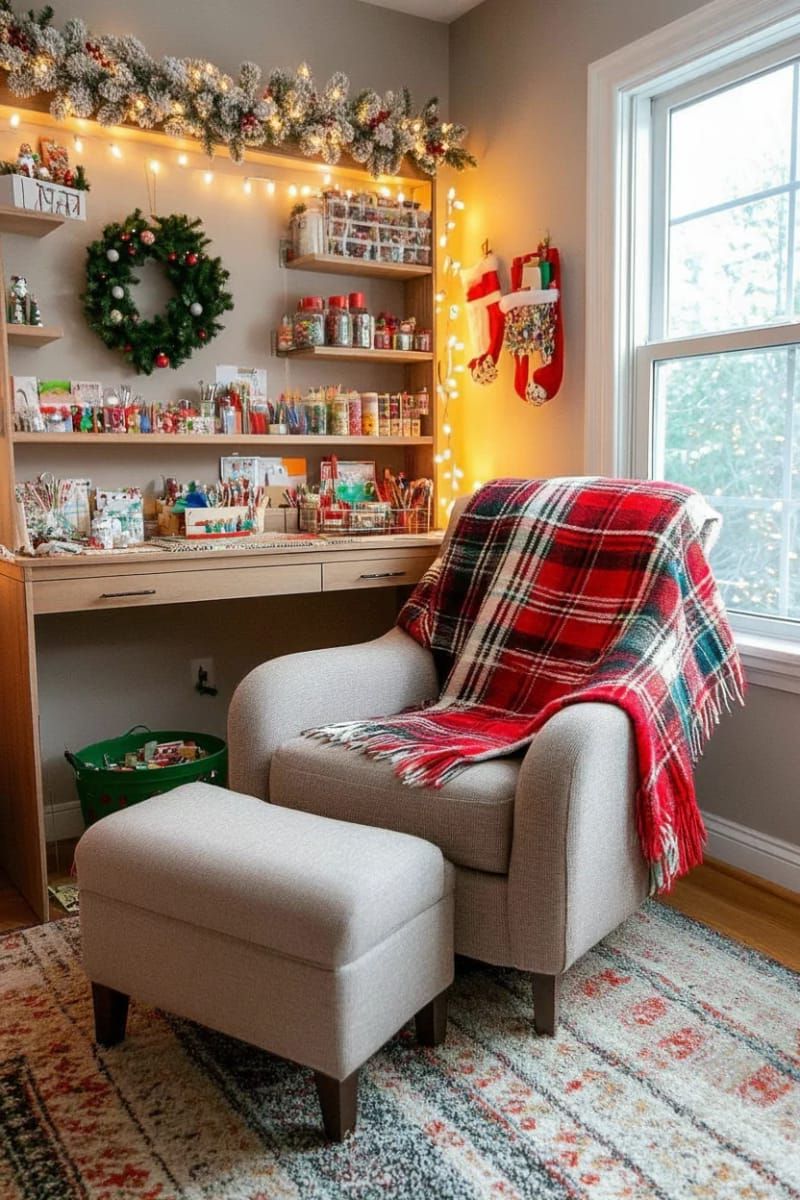 11. Plaid Throw with Frosted Pine Accents