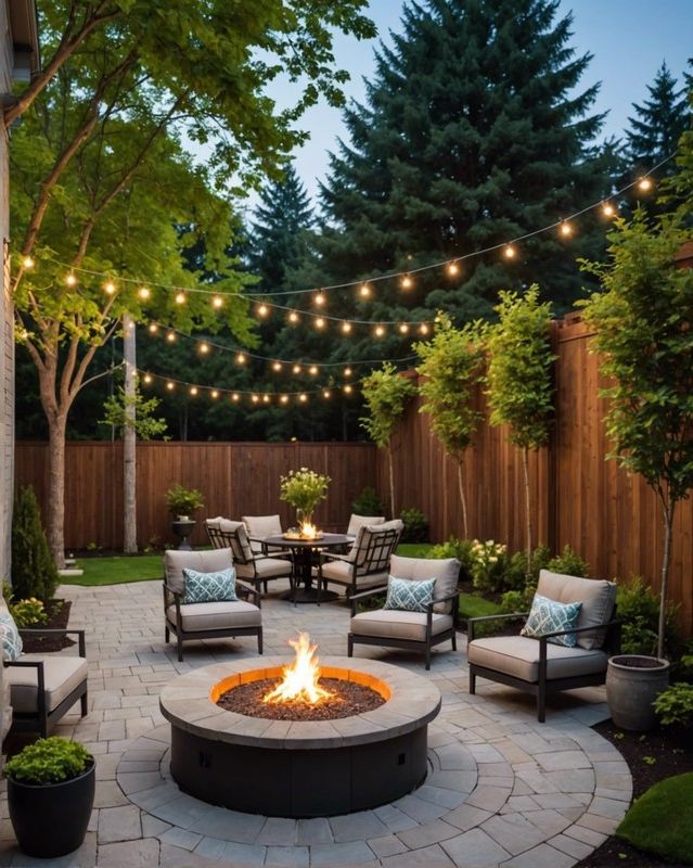 Driveway Extension With Fire Pit and Seating
