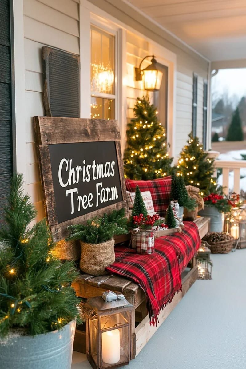18. Evergreen Tree Farm Sign with Burlap Details - photo 2