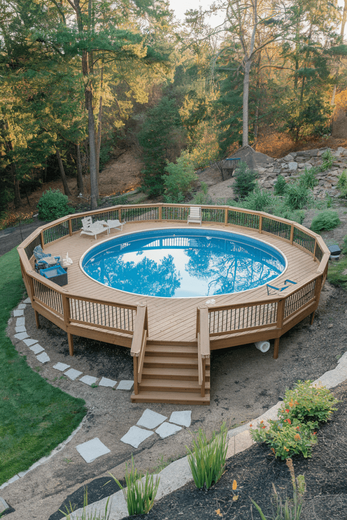 1. Round Pool with a Raised Wraparound Deck - photo 2