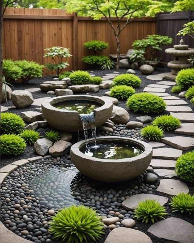 Zen Garden Patio with a Water Feature