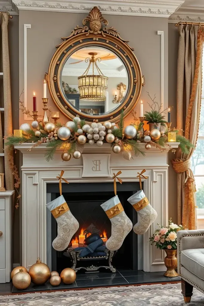 Grand Gold and Silver Fireplace Ideas
