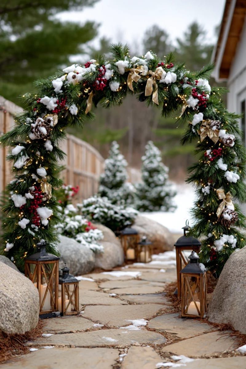 19. Fairy-Lit Pine Garland Frames the Entrance - photo 3