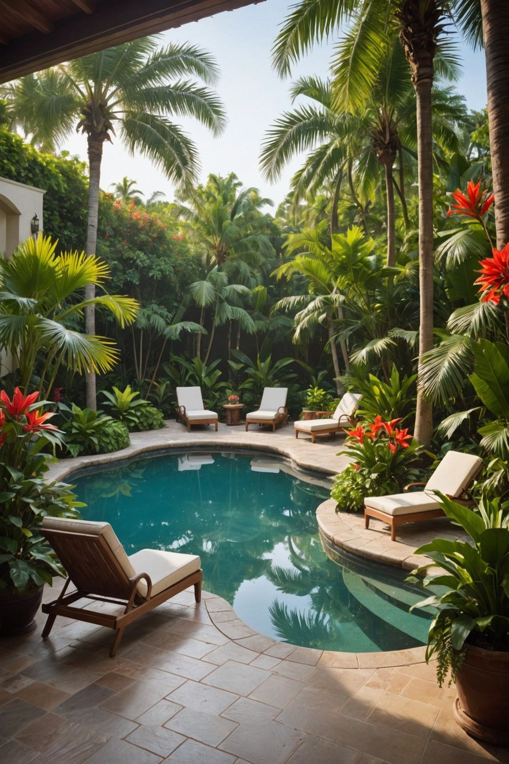 Private Pool Area With Tropical Plants