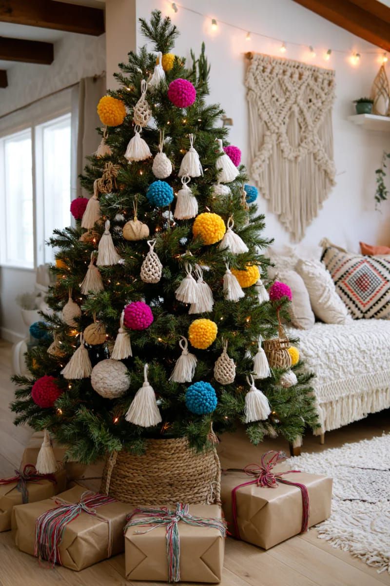 4. Bohemian Tree With Pom-Poms and Macrame - photo 2