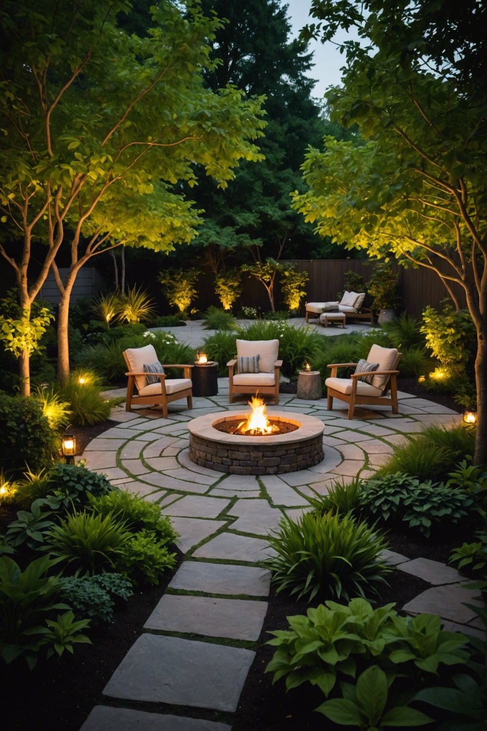 Garden Retreat with a Small Fire Pit
