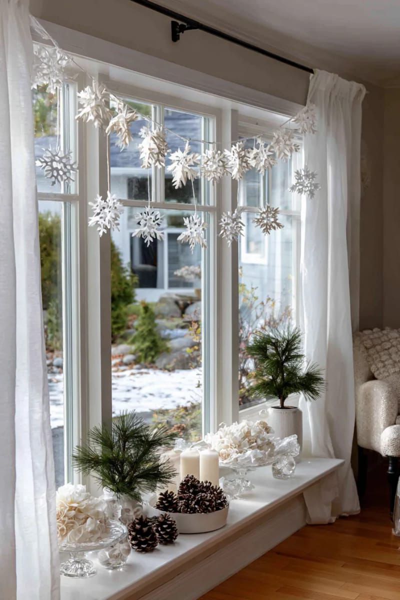 4. Paper Snowflake Garland for Windows - photo 2