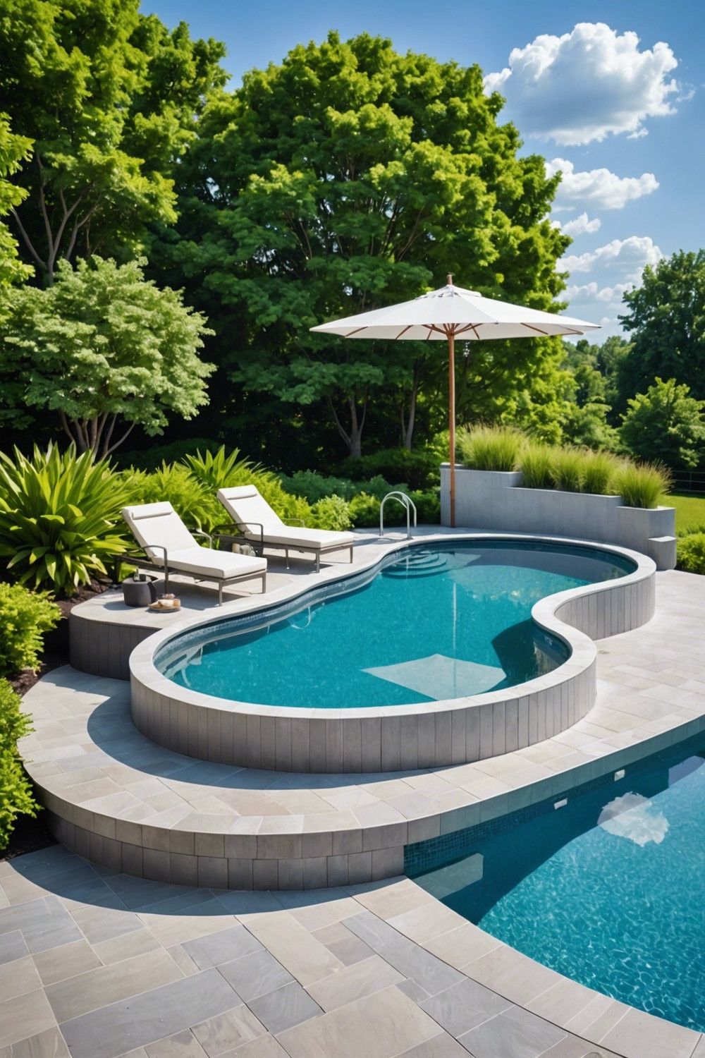 Curved Deck with Modern Railings for a Contemporary Edge
