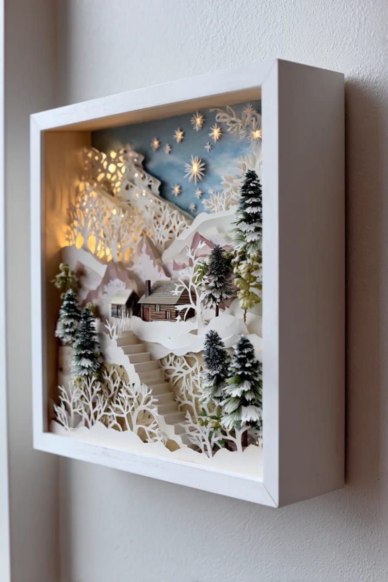 18. Snowy shadow box wall art