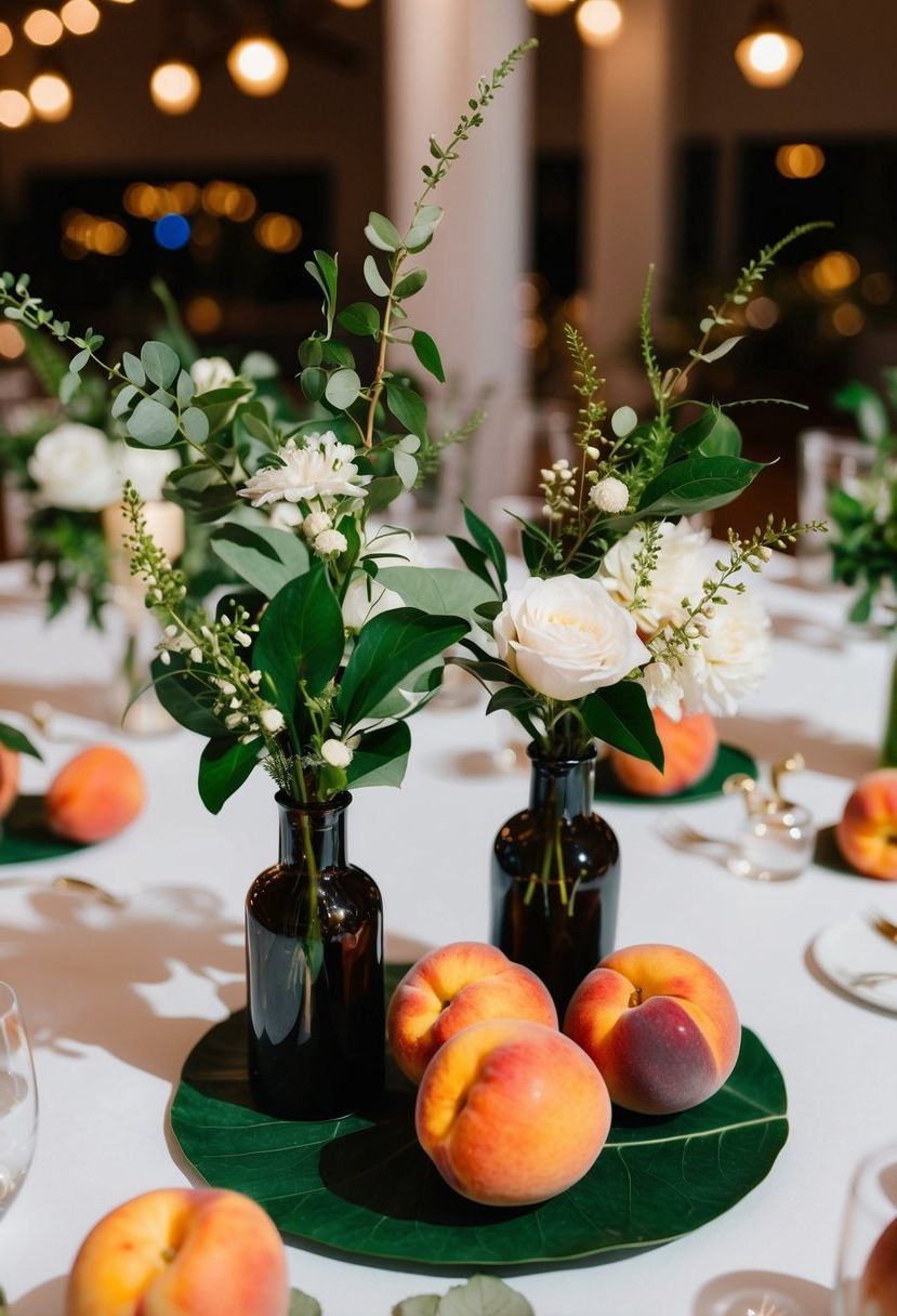 11) Soft Peach Table Arrangements
