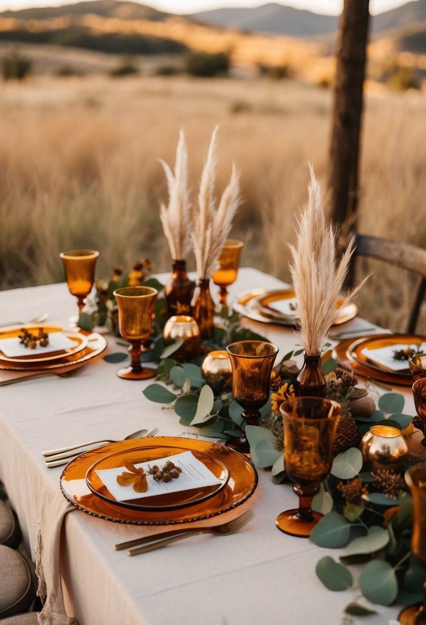 6) Boho-Style Amber Dinner Plates