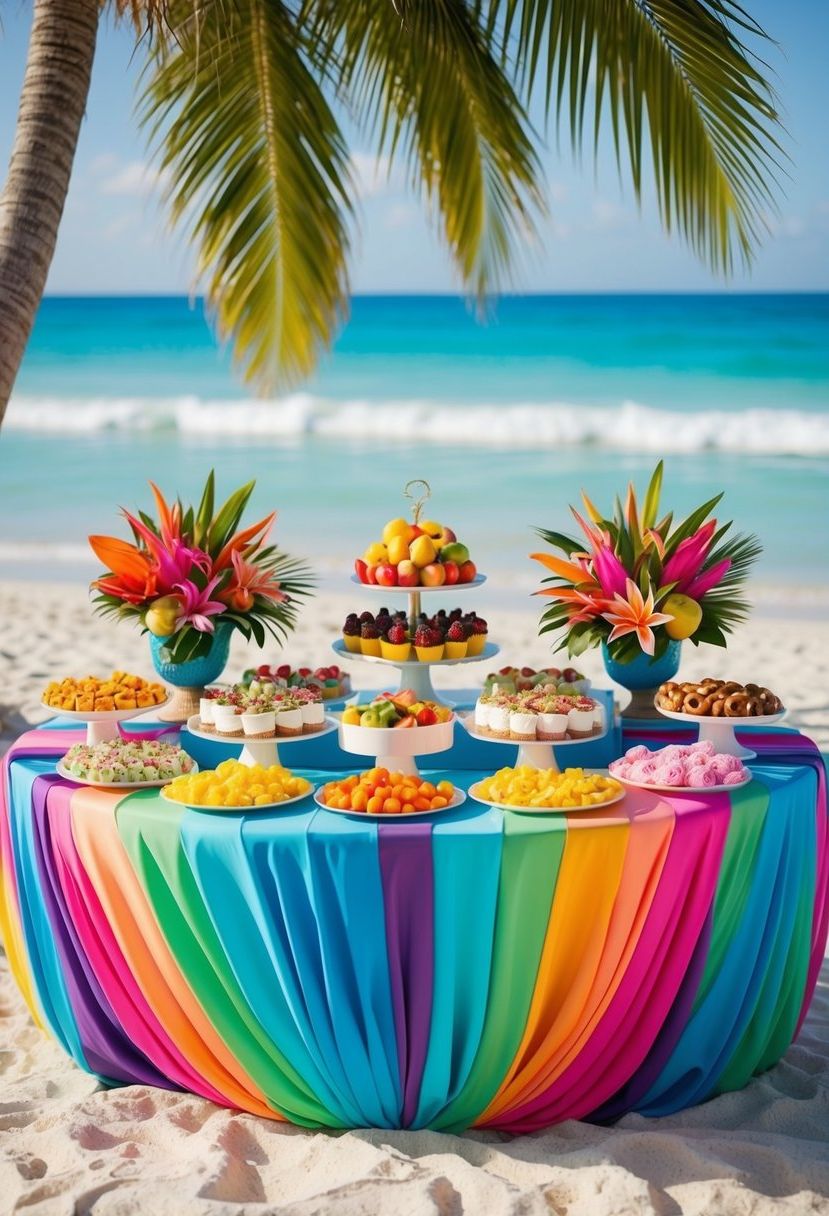 3) Beachside Tropical Feast Spread