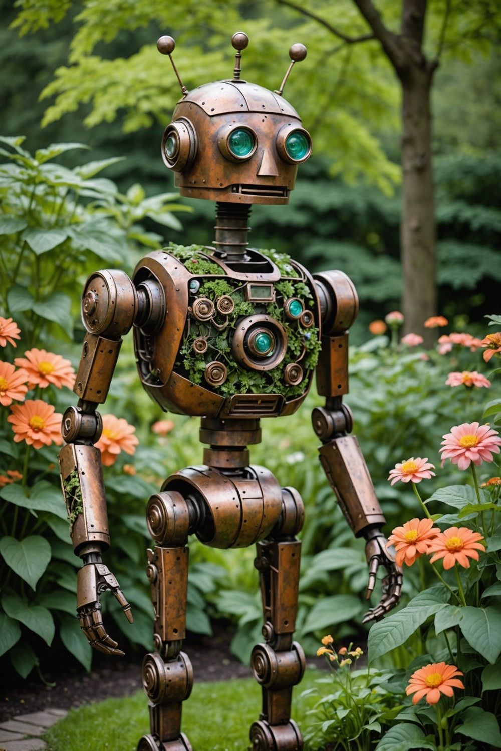 Metal Robot Garden Guardians