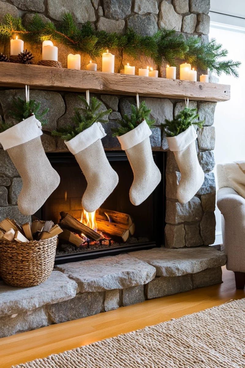 4. Linen Stockings With Pine Sprigs