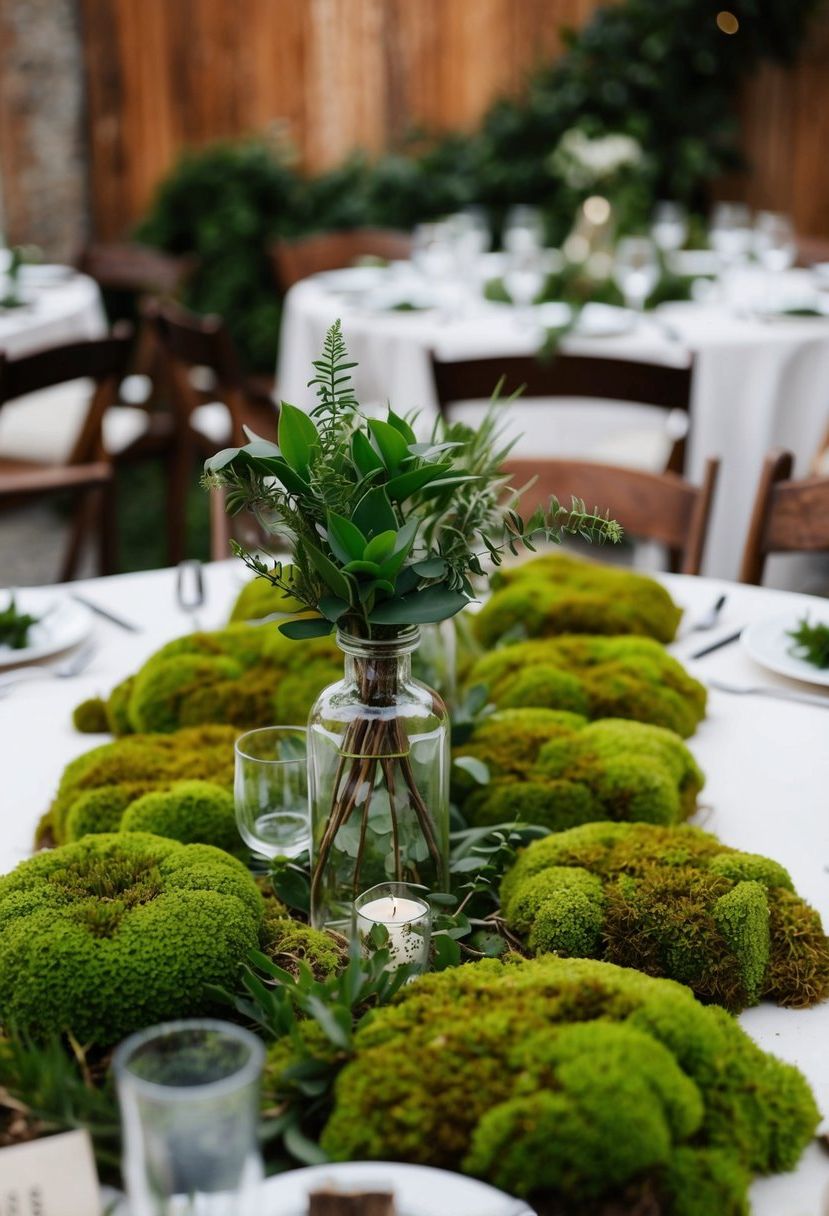 5) Wedding Table Adorned with Moss