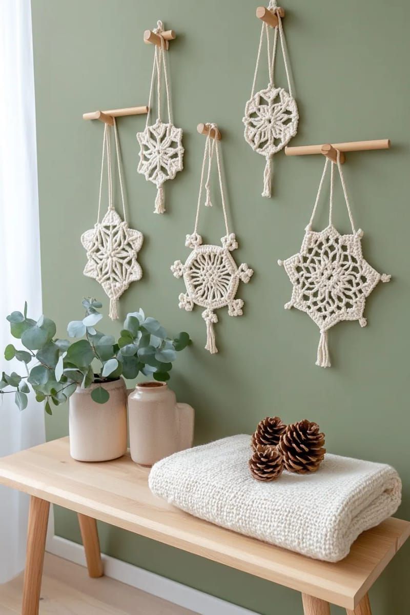 11. Macrame Snowflakes on a Sage Wall - photo 2