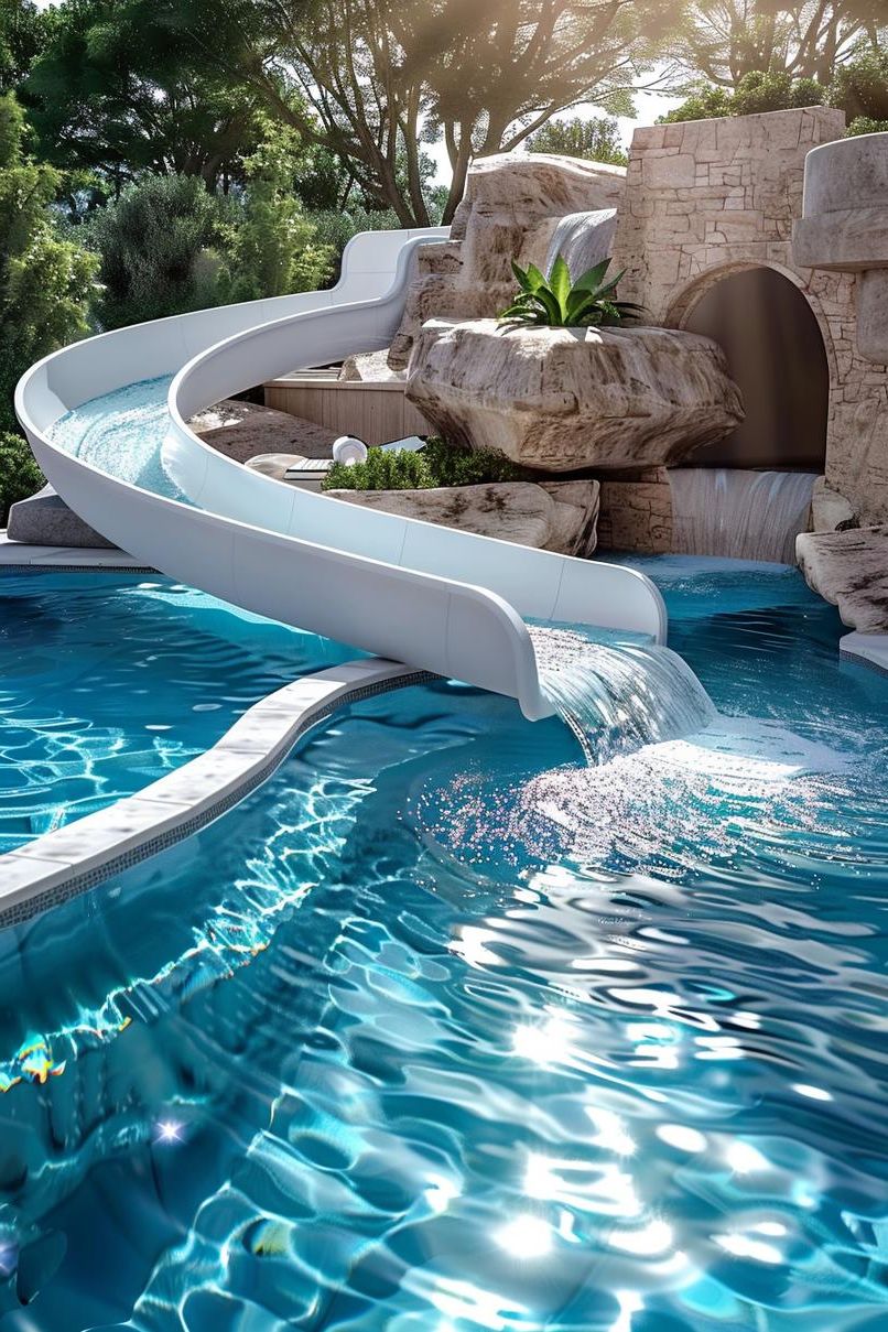 5. Two-Level Pools with Waterslides