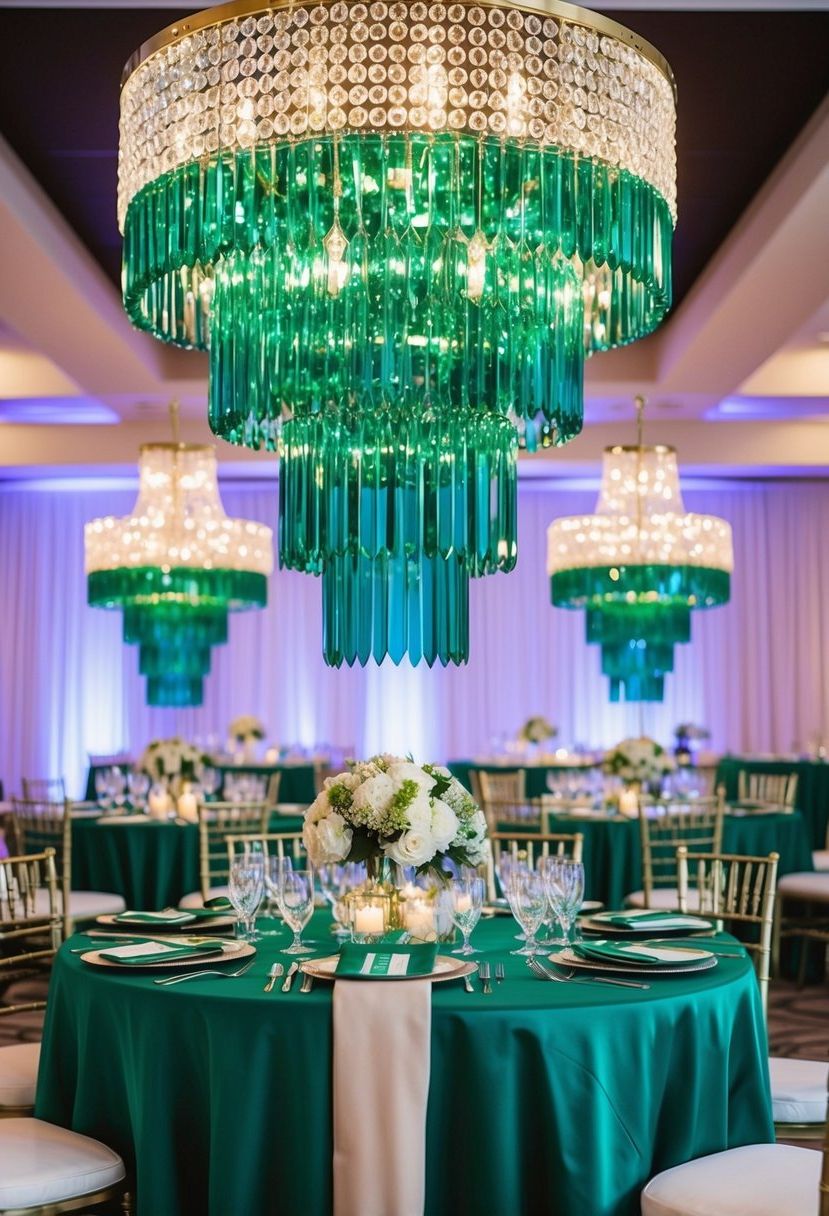 12) Emerald Green Crystal Chandeliers