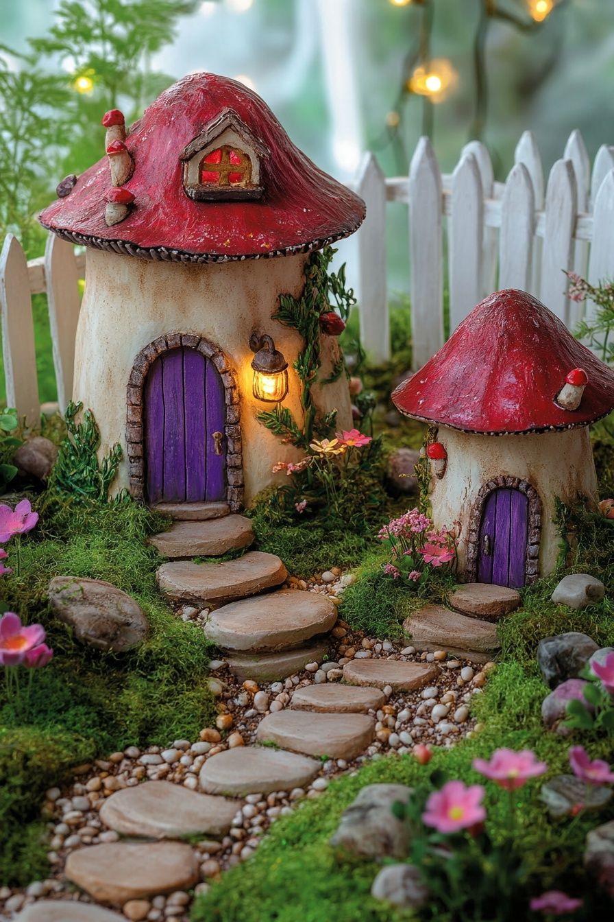 17. Mushroom Fairy Houses for a Playful Garden