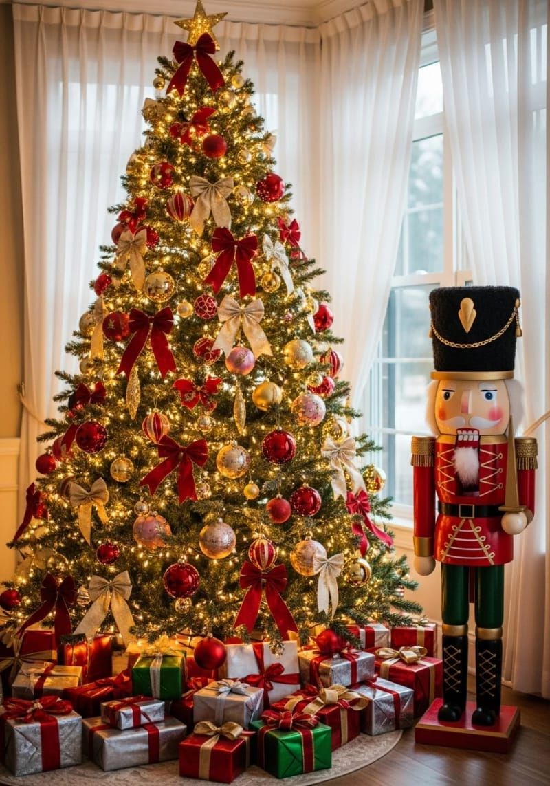 21. Nutcracker figures standing guard by the tree