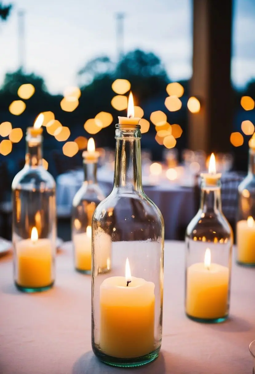 9) Bottles as Floating Candle Holders