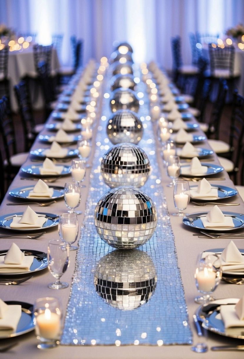 7) Silver Disco Ball Table Runner