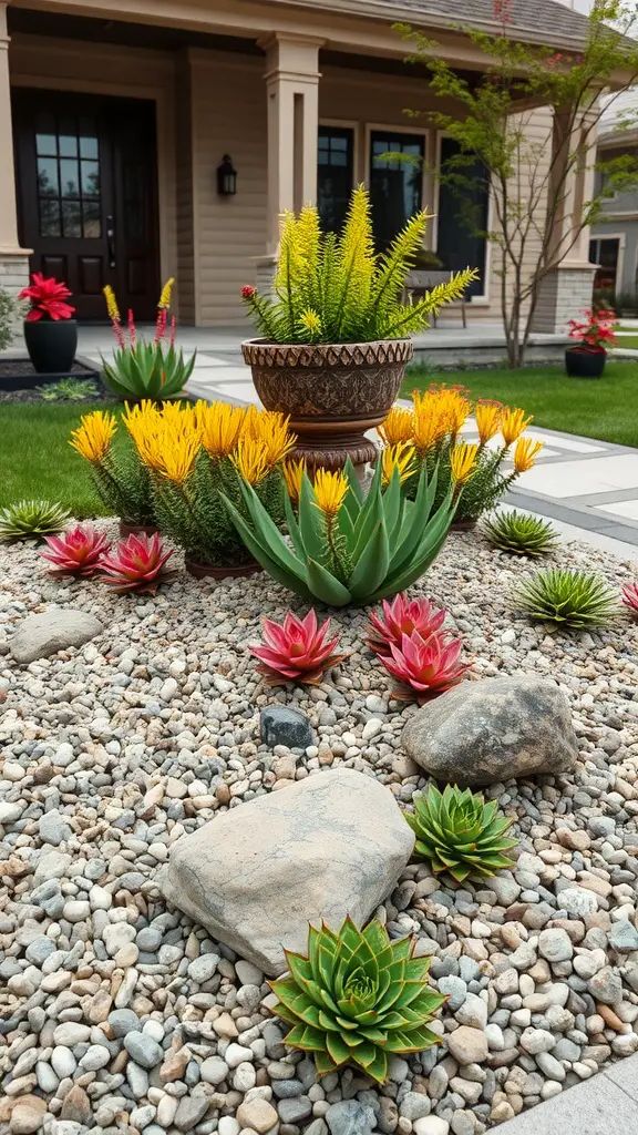 Textured Gravel Beds Paired with Succulents