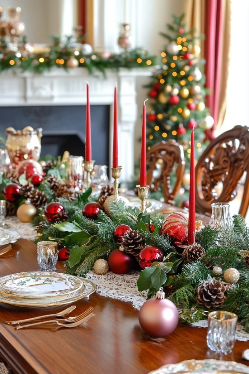 18. Retro Candle Display with Fruit and Foliage