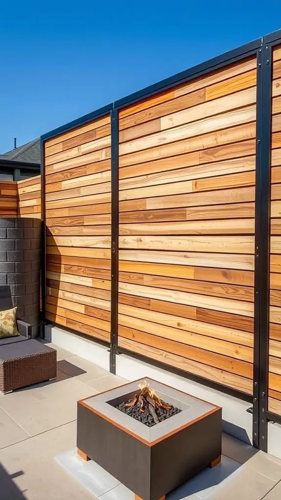 8. Metal and Wood Privacy Fence Combo