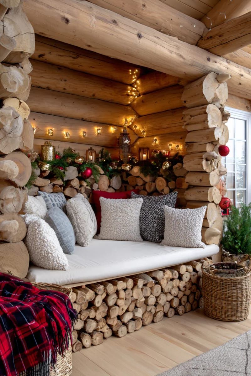 8. Firewood Alcove With String Lights - photo 2