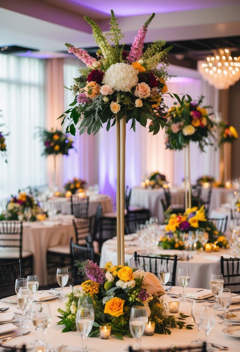 8) Combine Tall and Short Centerpieces