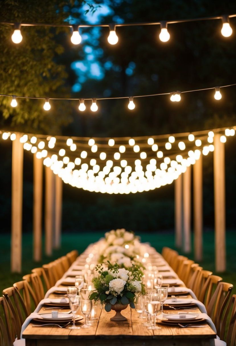 11) Hanging String Lights Over Tables