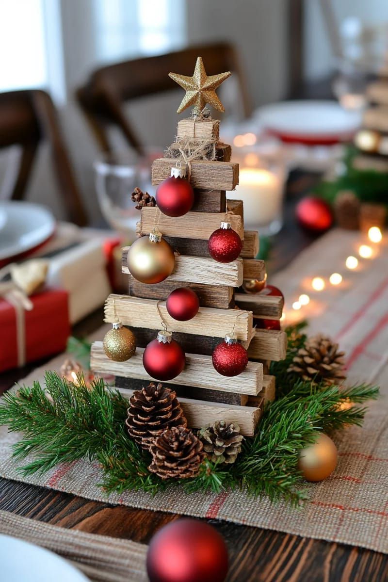 21. Tabletop pallet tree with jute-wrapped base