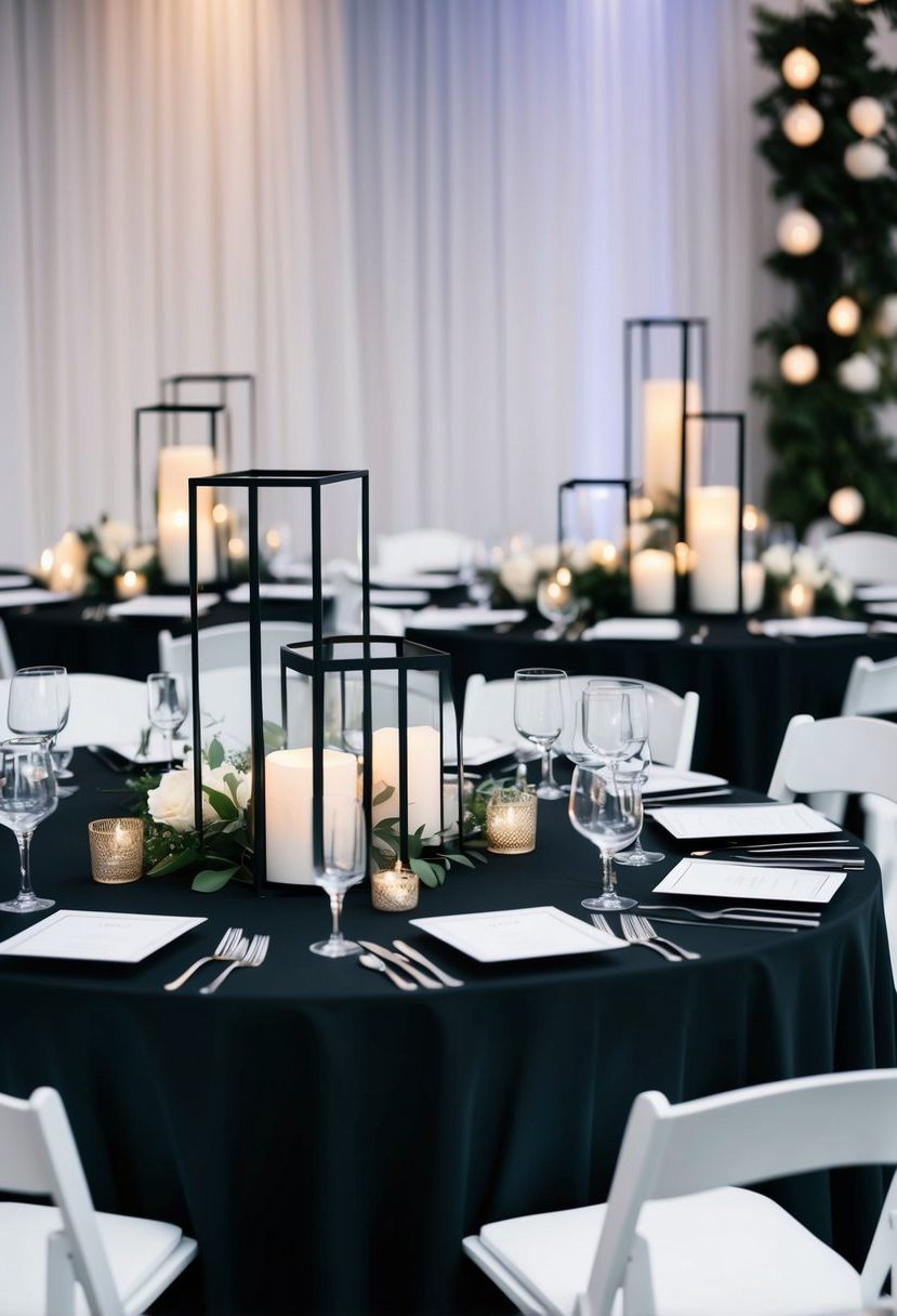 24) Simple Black Geometric Table Lanterns
