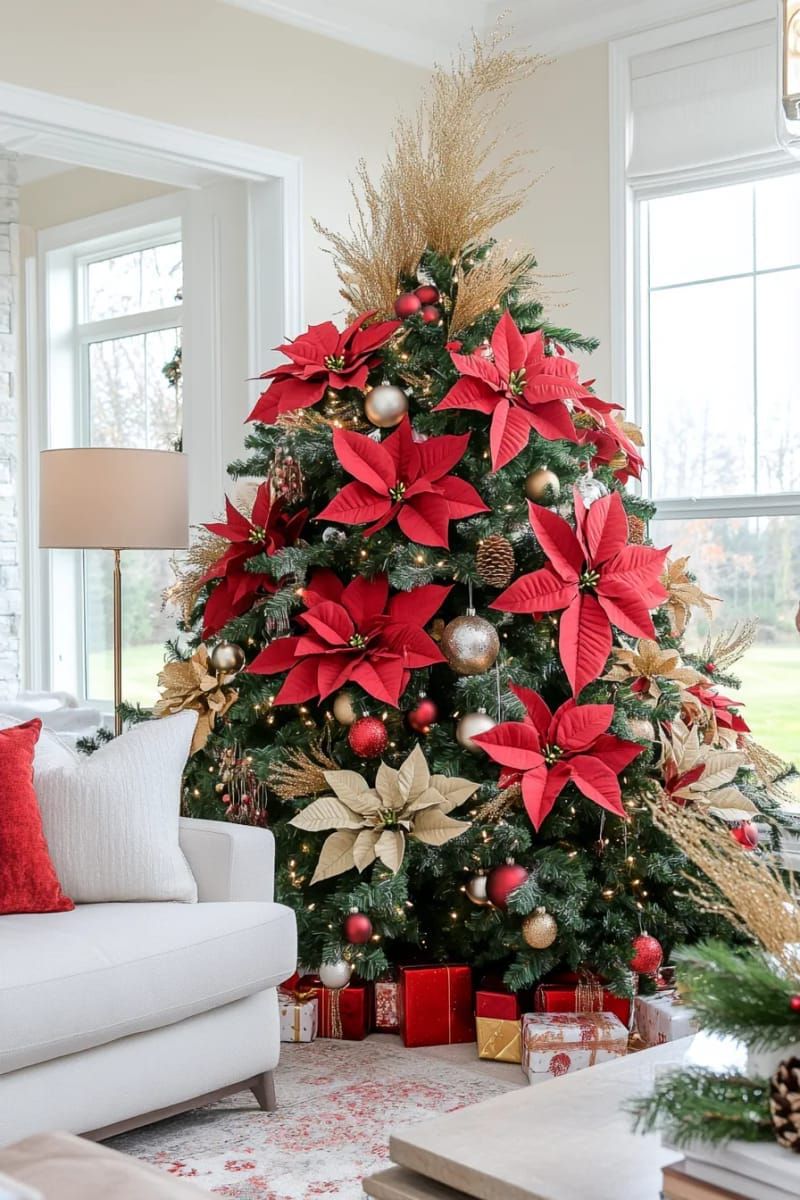 13. Velvet poinsettias and gold leaf for traditional charm - photo 2