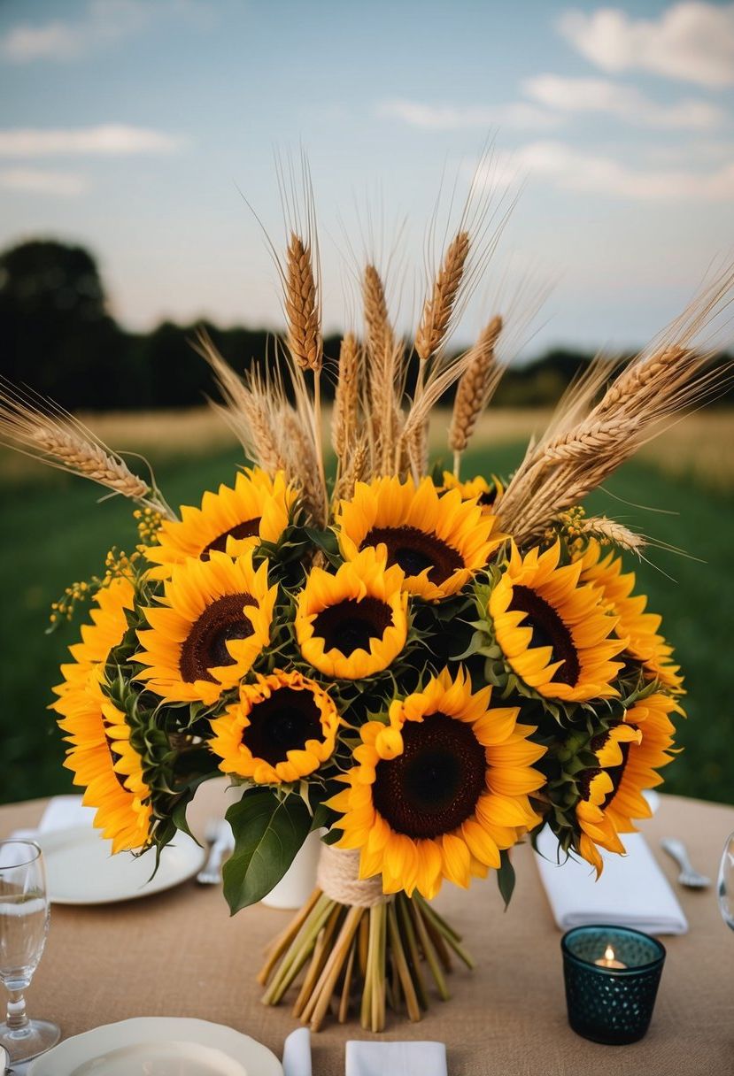 4) Sunflower and Wheat Stalk Ideas
