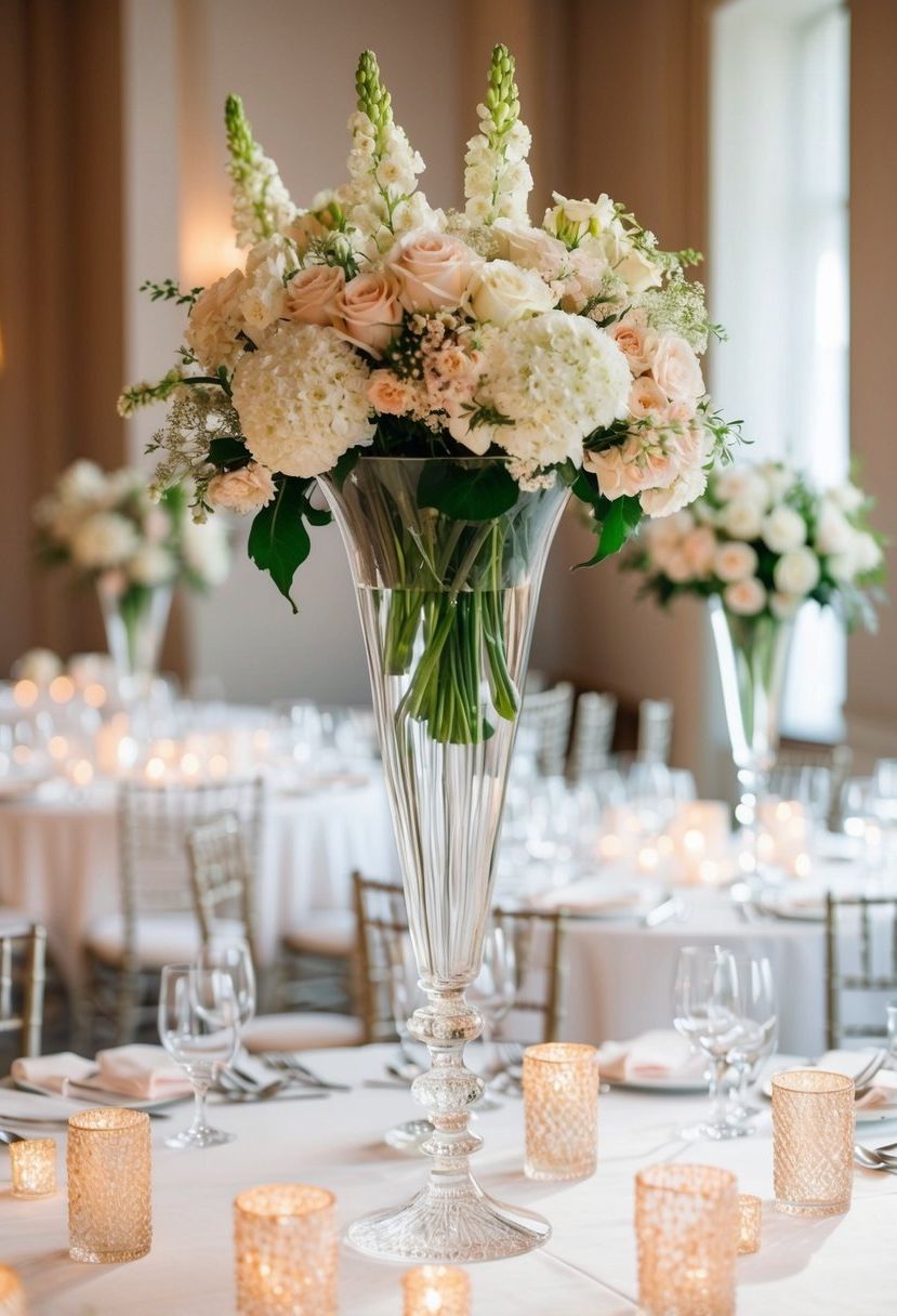 4) Elegant Tall Crystal Vase Ideas
