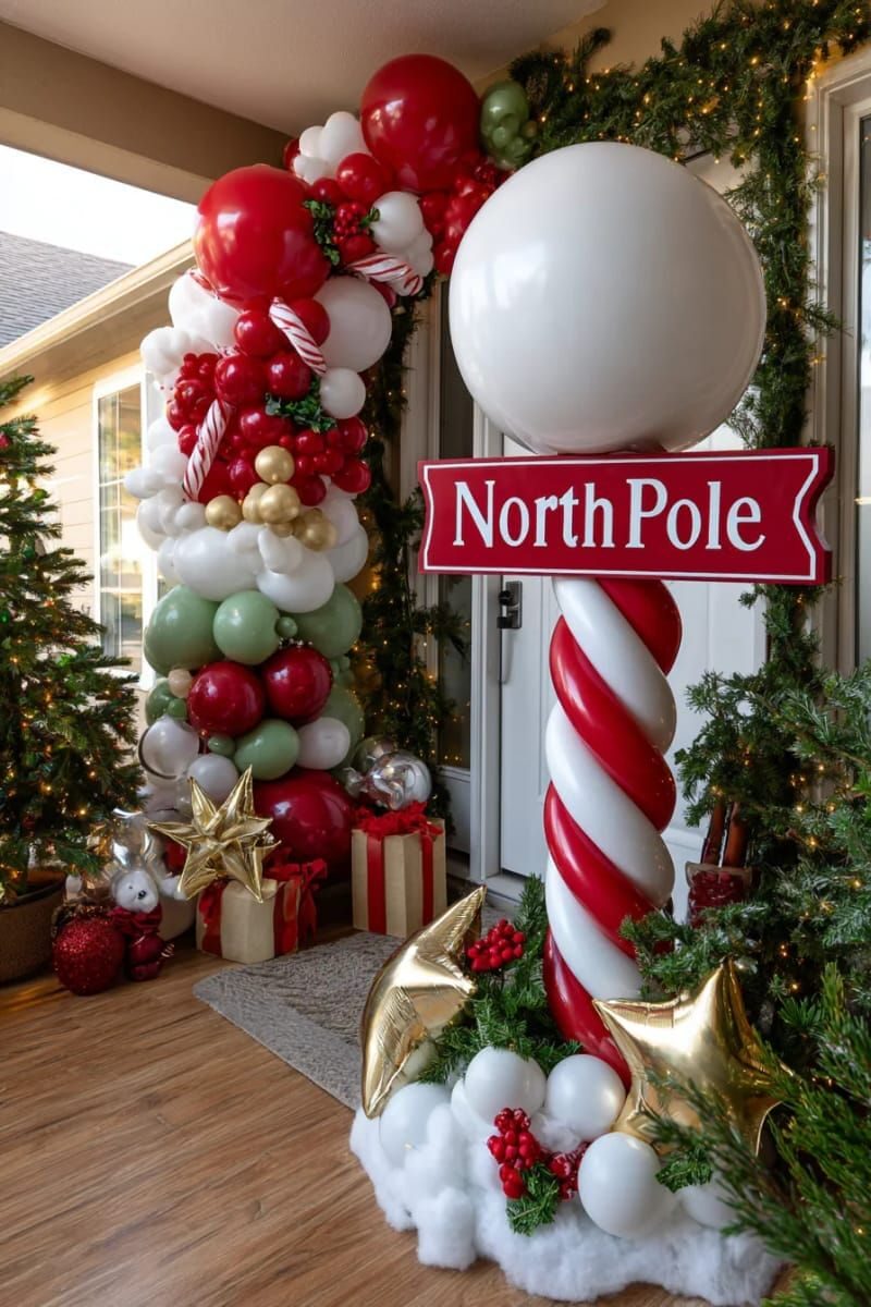 20. Striped balloon North Pole signpost display - photo 2