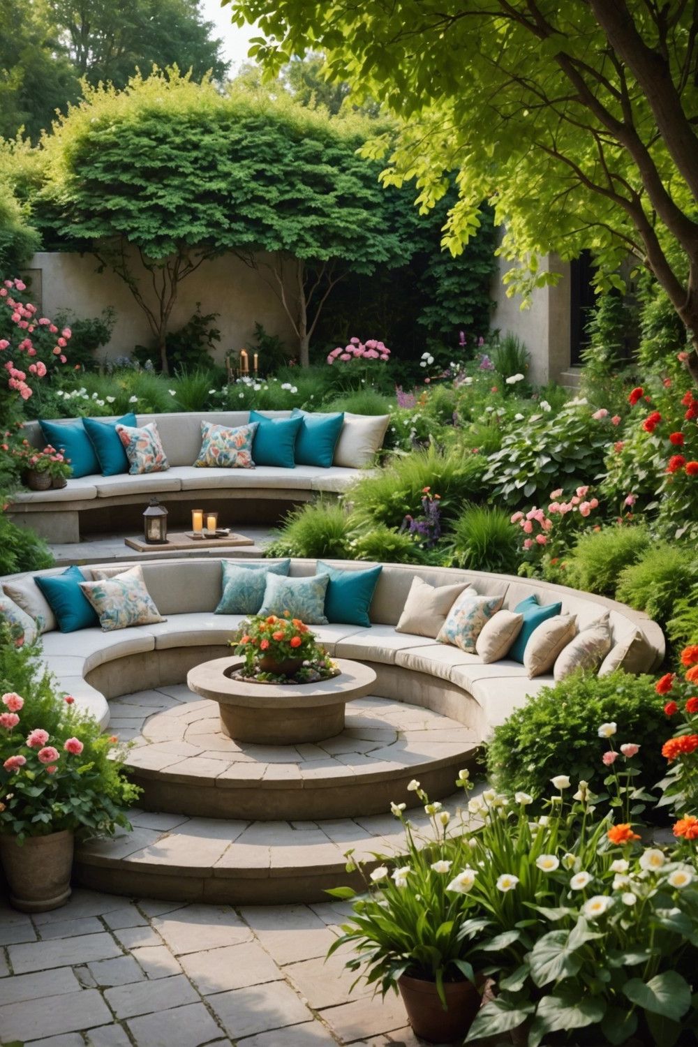 Sunken Patios Featuring Built-In Seating