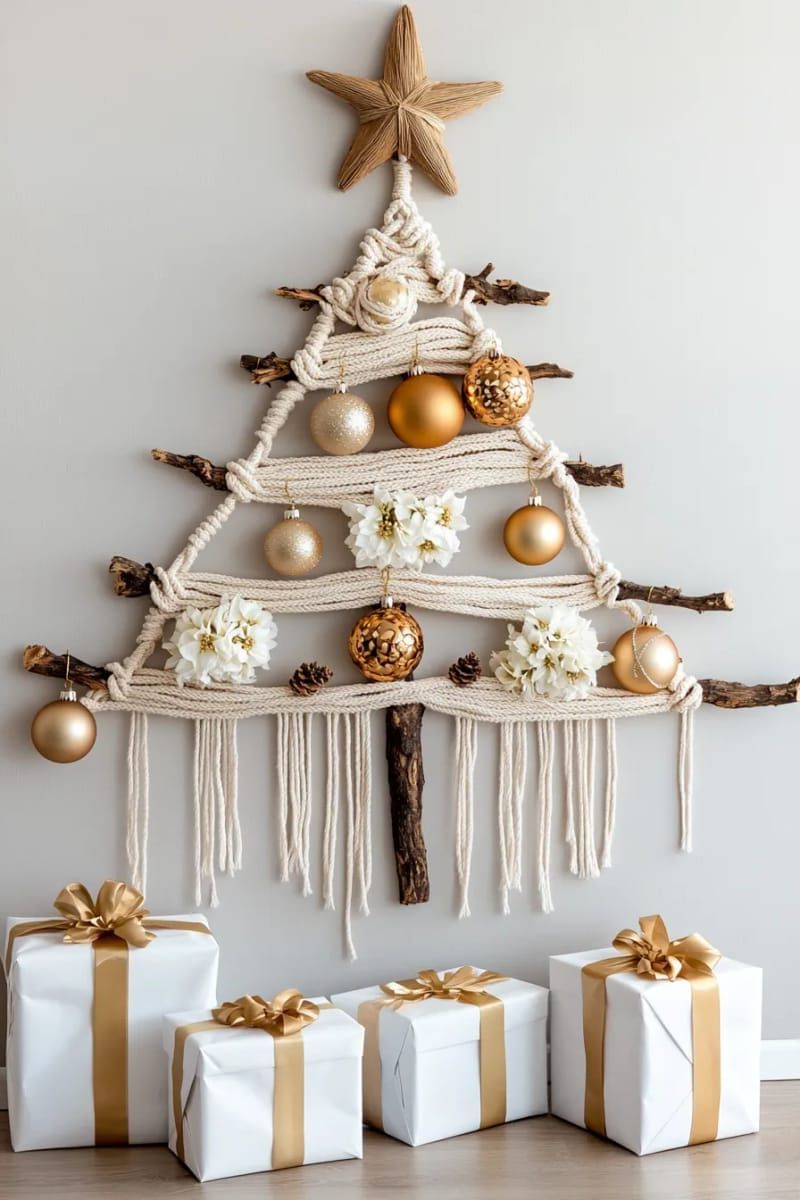7. Boho macrame Christmas tree wall hanging