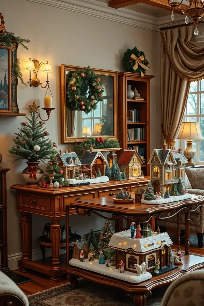 1) Vintage Christmas Village Display Ideas